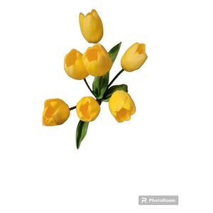 Bouquet 6 Piece Yellow Artificial Tulips In Vase